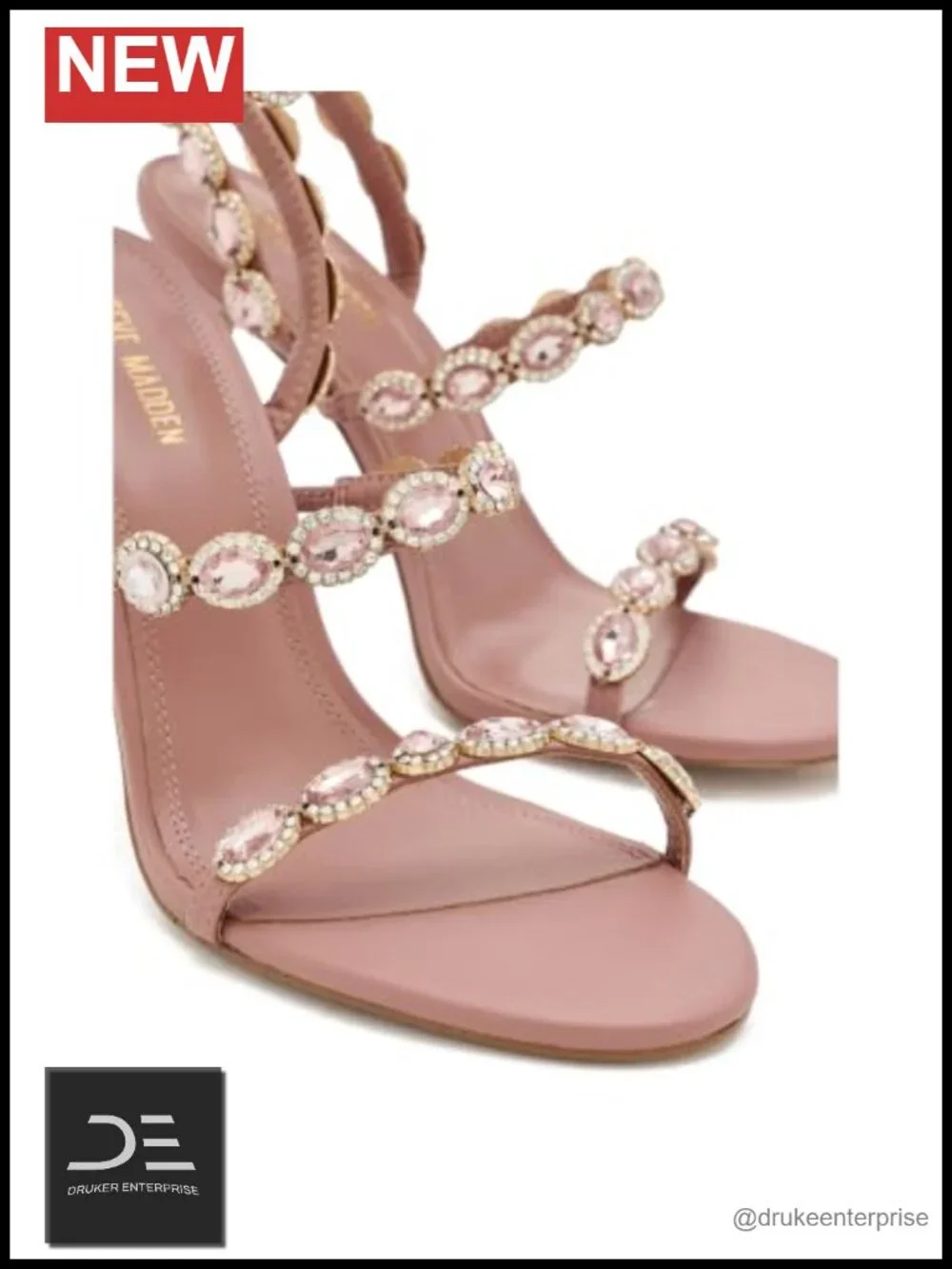 Steve Madden Heeled Sandals Stiletto Round Toe Jewel Embellished Ankle Strap